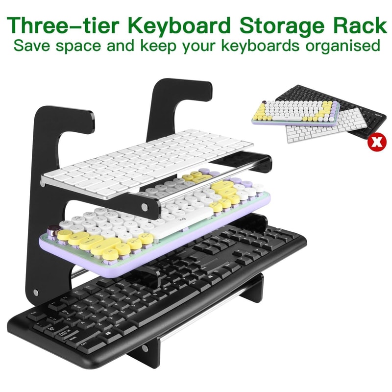 3Tier Keyboard Display Stand Clear Acrylic Mechanical Keyboard Storage Rack 2