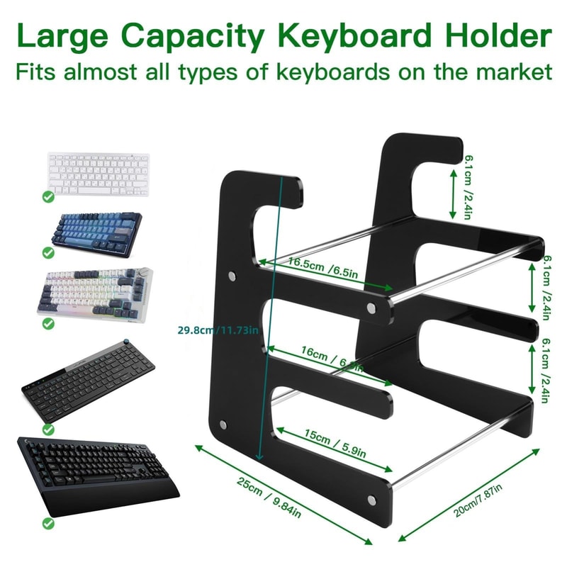 3Tier Keyboard Display Stand Clear Acrylic Mechanical Keyboard Storage Rack 3