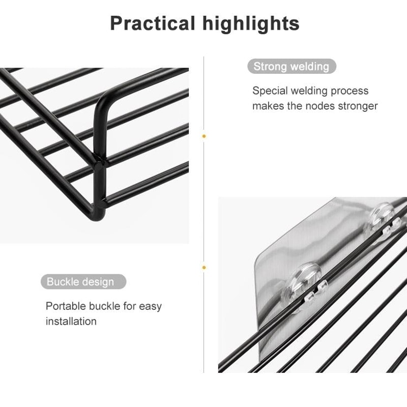 Bathroom Wall Shelf No Drill Metal Bathroom Organizer 2