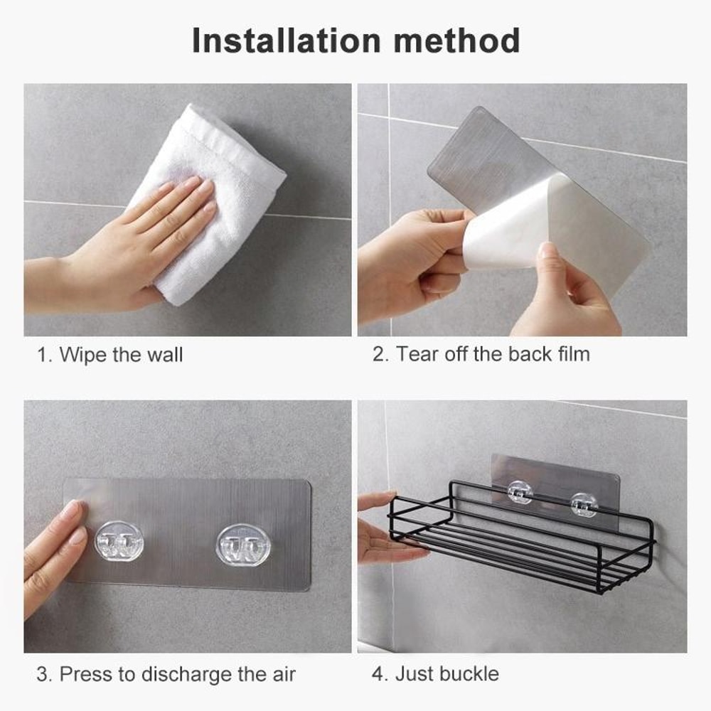 Bathroom Wall Shelf No Drill Metal Bathroom Organizer 7