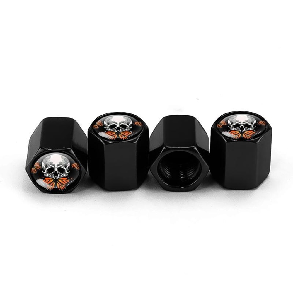Skull Aluminum Tire Valve Caps Set Of 4 Universal Anti Theft Dustproof Wheel Stem Covers 1