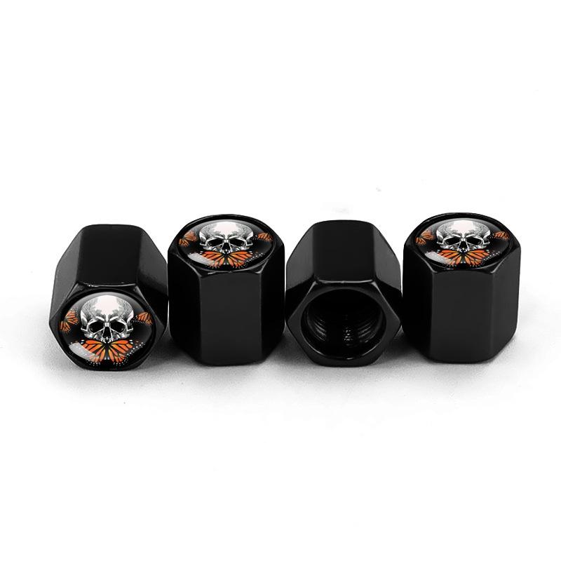 Skull Aluminum Tire Valve Caps Set Of 4 Universal Anti Theft Dustproof Wheel Stem Covers 1