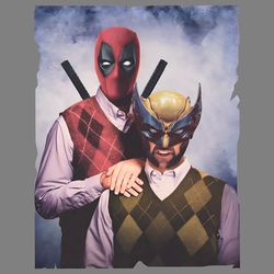retro deadpool and wolverine brothers movie png
