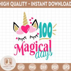 100 Magic Days Unicorn Png, PNG, Unicorn, School Unicorn PNG, Digital Download, Graphic Design,