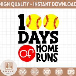 100 days of home runs SVG - Cut file - DXF file - 100 days of school svg - School shirt svg - 100th day of school - Base