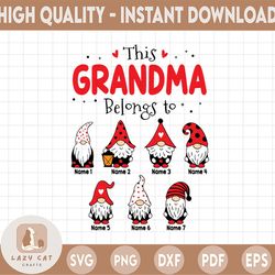 Personalized Grandma Gnome With Kids Name PNG, Custom This Grandma Belongs To Valentine Mom Png, Valentine Matching Kids