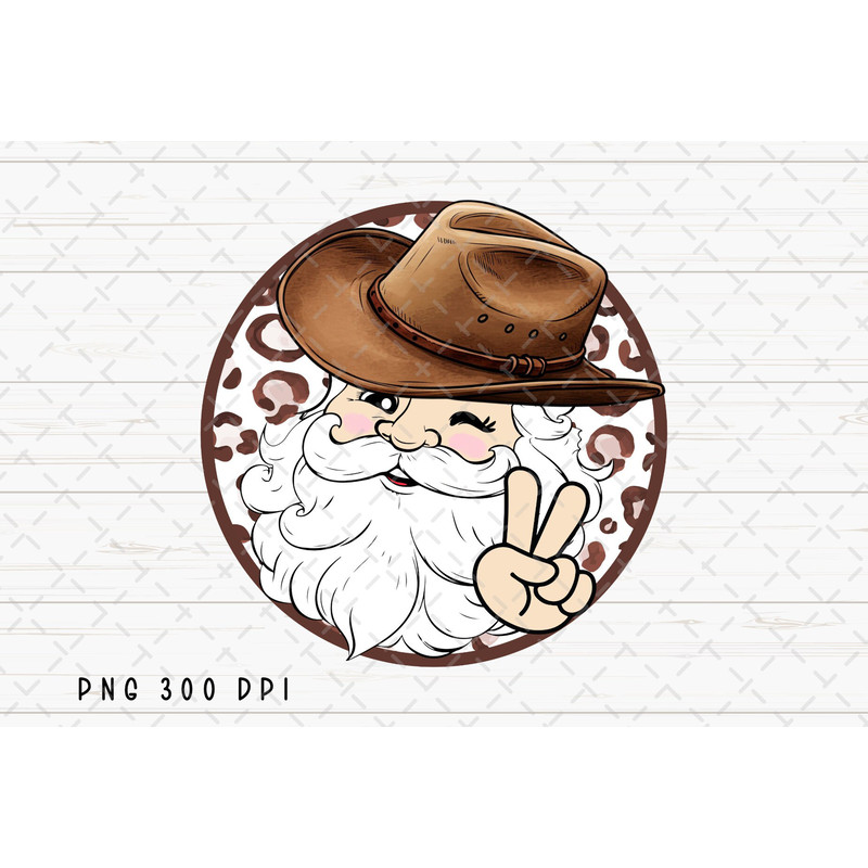 Cowboy Santa PNG File, Retro Cowboy Christmas Sublimation, Christmas Western Design, Instant Digital Download.jpg