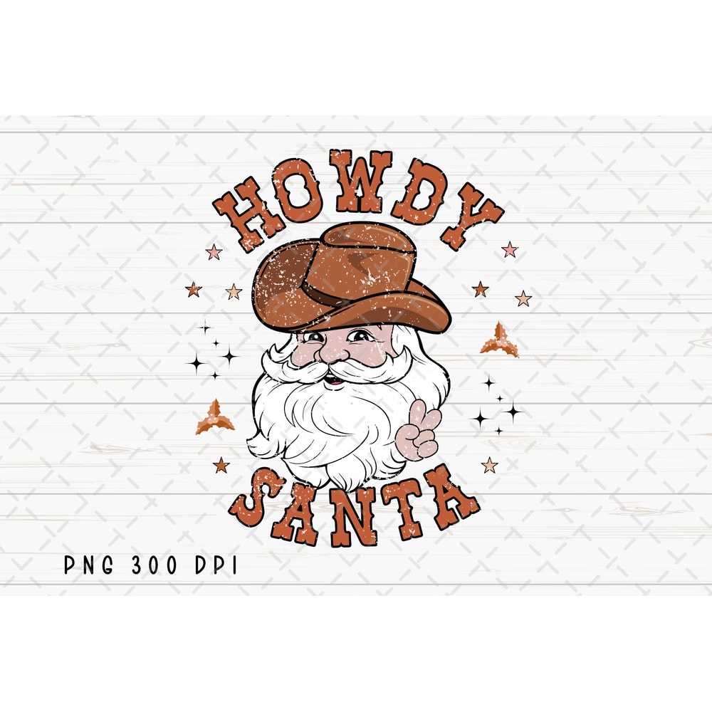 Howdy Santa PNG File, Retro Cowboy Christmas Sublimation, Cowboy Santa, Christmas Western Design, Instant Digital Download.jpg