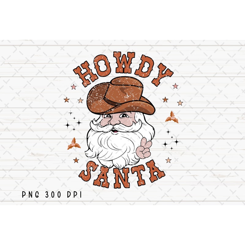 Howdy Santa PNG File, Retro Cowboy Christmas Sublimation, Cowboy Santa, Christmas Western Design, Instant Digital Download.jpg