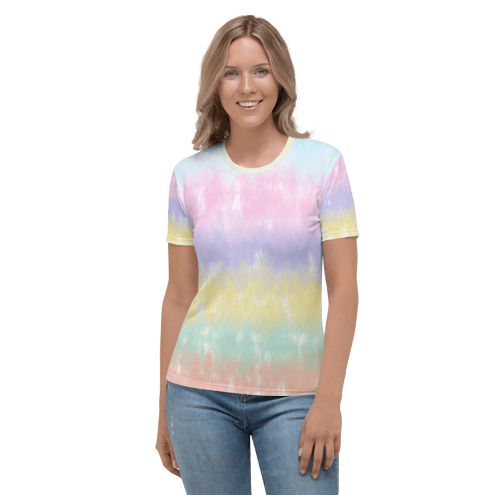 Multicolor Rainbow Striped Pattern Womens Tshirt 0