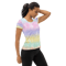 Multicolor Rainbow Striped Pattern AllOver Print Womens Athletic Tshirt 0