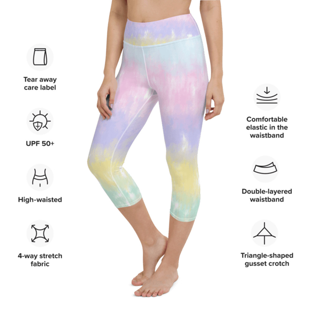 Multicolor Rainbow Striped Pattern Yoga Capri Leggings 0