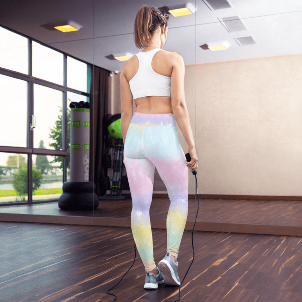 Multicolor Rainbow Striped Pattern Yoga Leggings 0