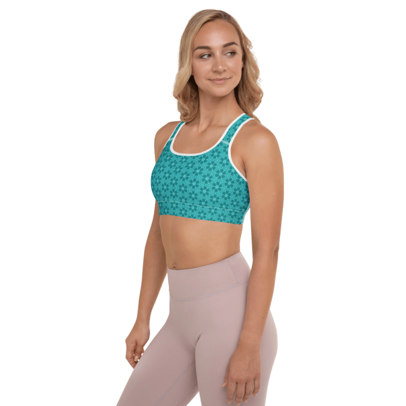 Aquatic Flowers Seamless Pattern Padded Sports Bra 0