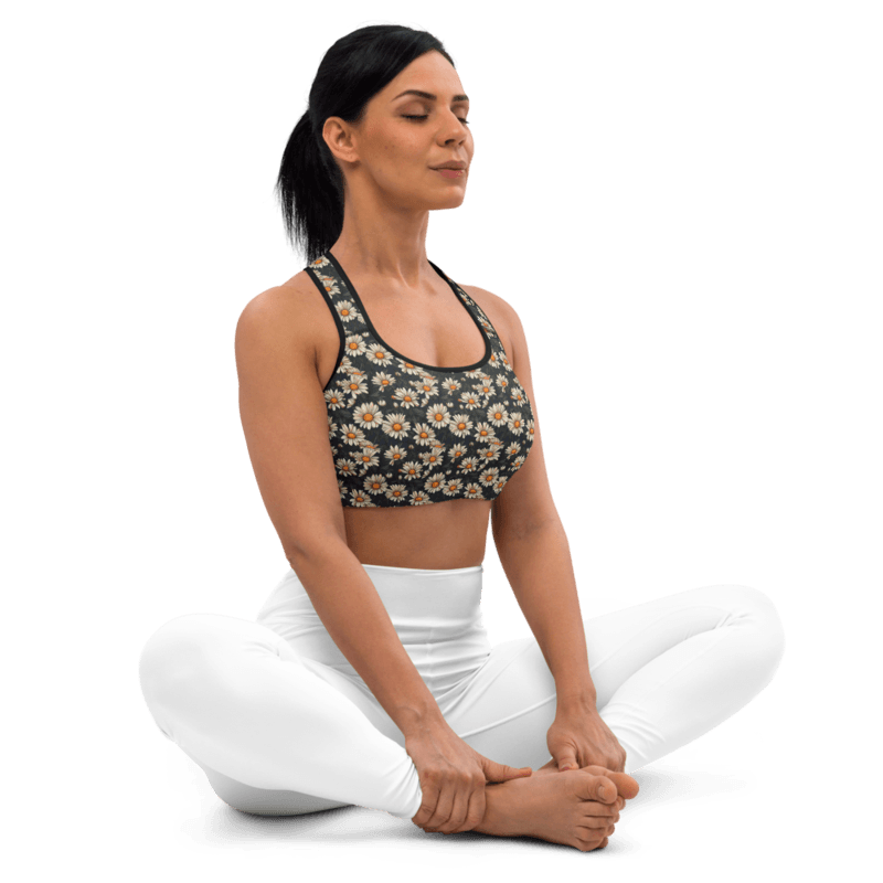 Daisy Flowers Retro Seamless Pattern Sports Bra 0