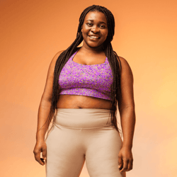 pink yellow blue modern mozaic seamless pattern longline sports bra