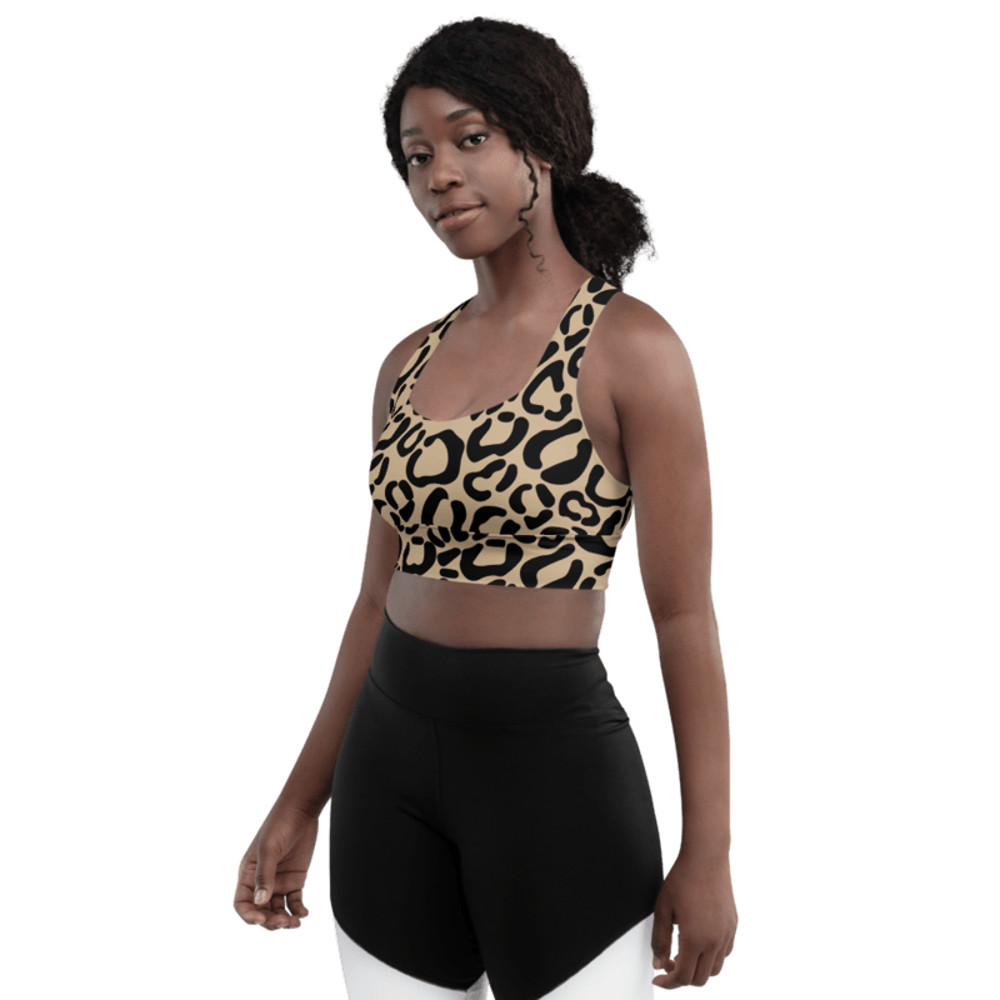 Leopard Skin Animal Pattern Longline Sports Bra 0