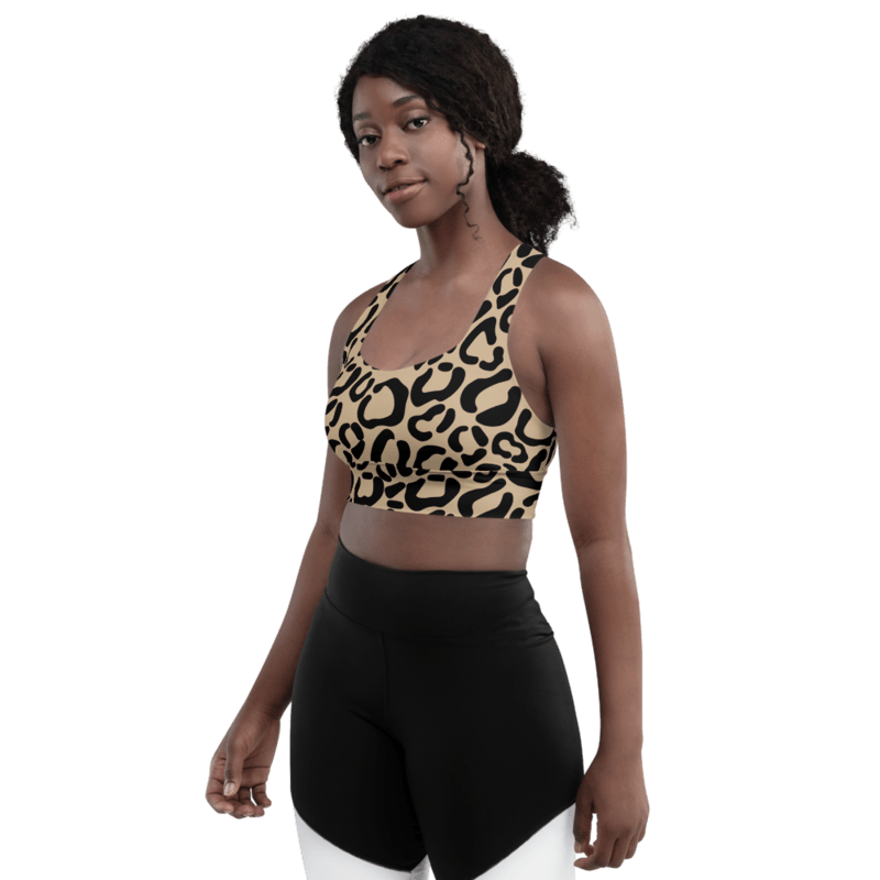 Leopard Skin Animal Pattern Longline Sports Bra 0