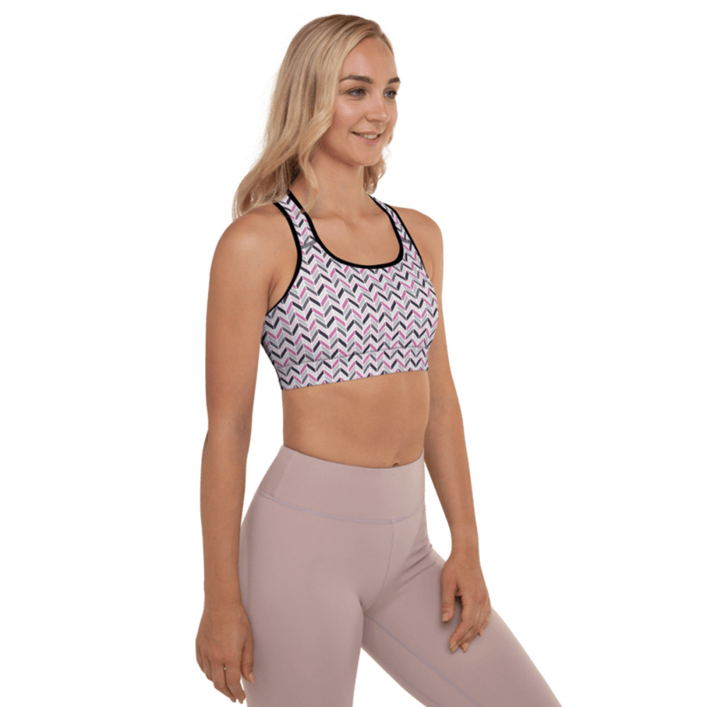 Colorful Chevron ZigZag Stripes Pattern Padded Sports Bra 0