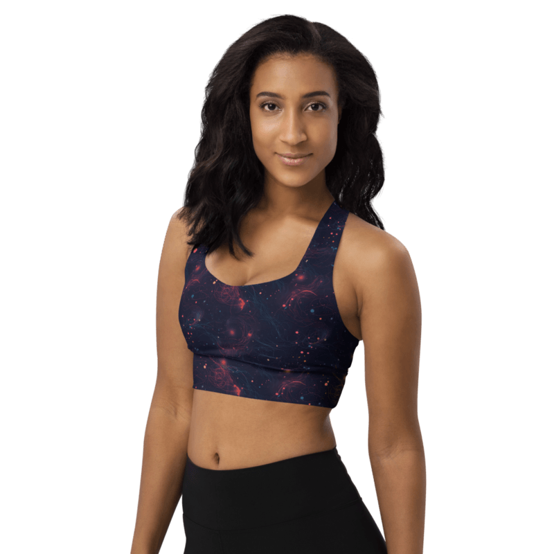 Space Galaxy Stars Pattern Longline Sports Bra 1