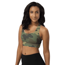 camo woodland military pattern longline sports bra