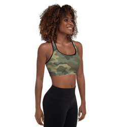 camo woodland military pattern padded sports bra