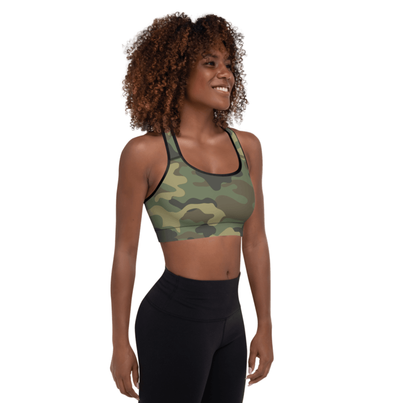 Camo Woodland Military Pattern Padded Sports Bra 0