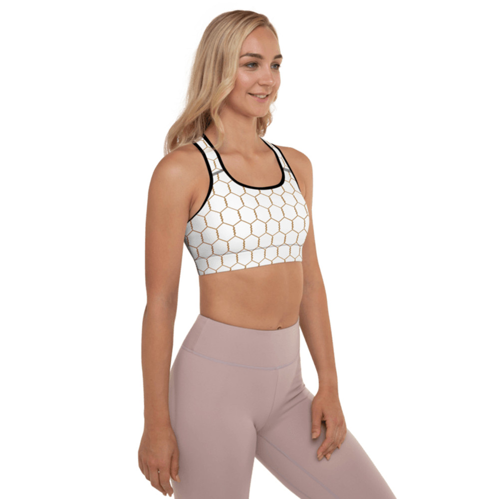 Golden Chicken Wire Pattern Padded Sports Bra 0