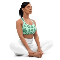 cute watercolor cactus pattern sports bra