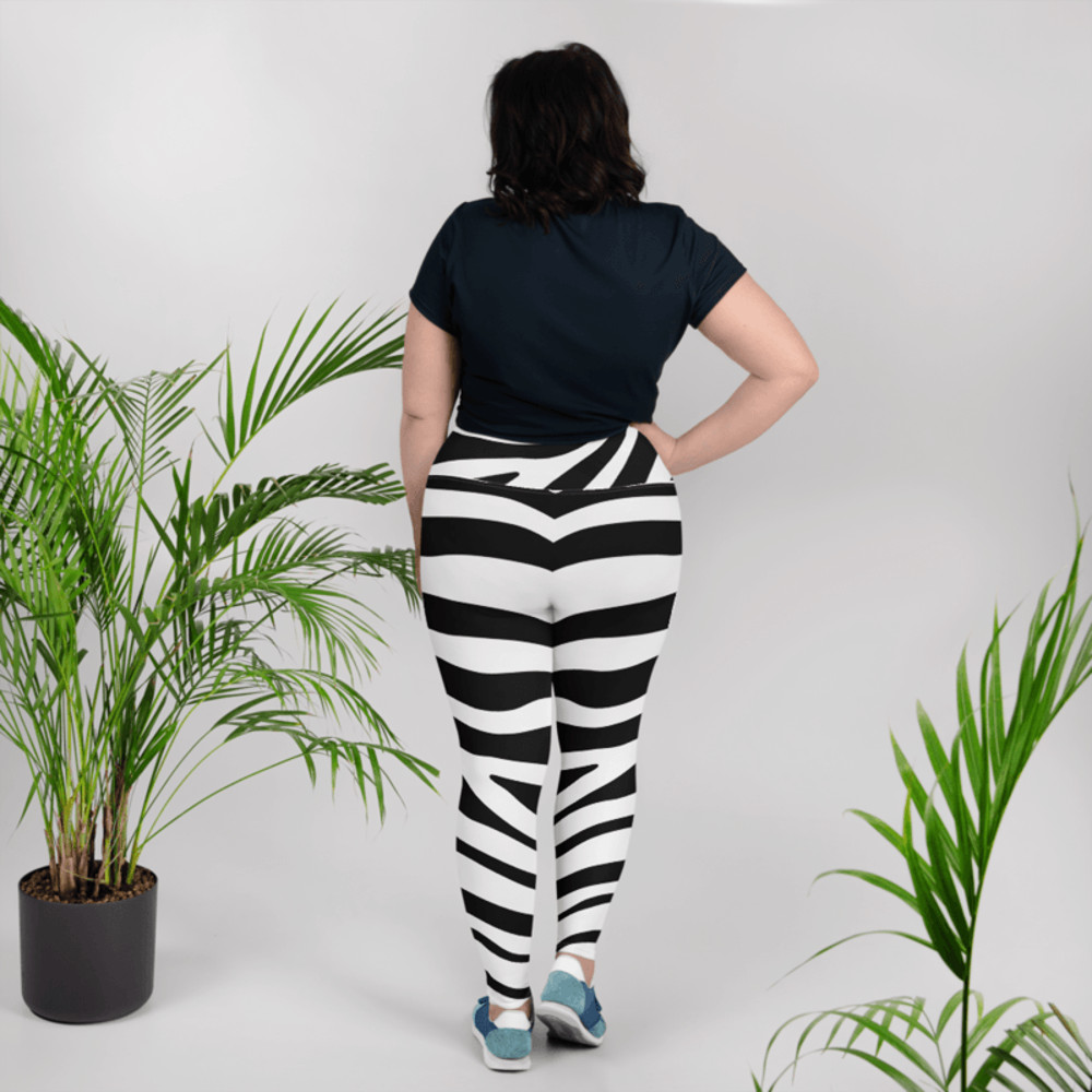 Zebra Skin Seamless Pattern AllOver Print Plus Size Leggings 0