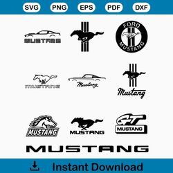 Mustang Svg Bundle, Mustang Car Logo Svg, Ford Mustang Svg, Mustang Silhouette, Car Logo Svg, Digital Download