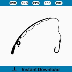 Fishing Pole  Instant Digital Download  svg, png, dxf, and eps files included! Fishing Hook, Fishing Rod
