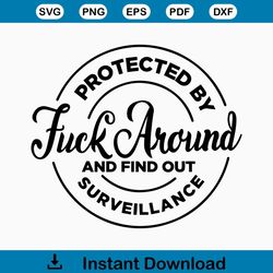 Protected by Fuck Around and find out Surveillance Svg, Logo svg, fun svg, Punisher Skull svg, 2nd amendment svg