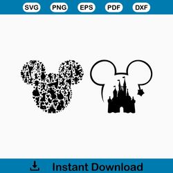 Svg Mickey Mouse silhouette Png,All Mouse Svg, Mickey Svg, Disneyland Svg, Mouse font Svg,Vinyl Cut File