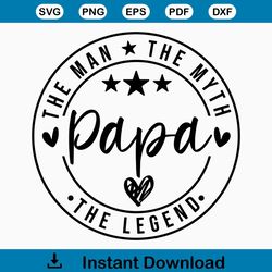 Papa The Man The Myth Svg, Papa Svg, Papa Shirt Svg Cut File for Cricut, Silhouette Cutting File Best Papa Ever Svg Png