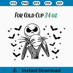 Jack Skellington Full Wrap Svg, Venti Cup Decal Svg, Coffee Ring Svg, Cold Cup Svg