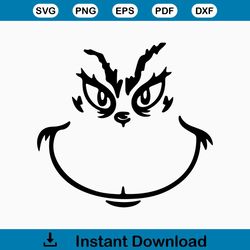 Grinch Face, Grinch Christmas Decal Files, cut files for cricut, svg, png, dxf