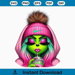 Bougie Grinch Girl cute file PNG, Cheetah Grinch Png, Christmas Grinch, Cute Girl Grinch png, Boujee Grinch Mean Girl, I