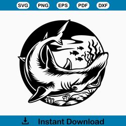 Hammerhead Shark Scene SVG | Sea Animal TShirt Decal Graphics | Cricut Cut File Silhouette Printables Clipart