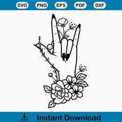 Floral I Love You Hand Sign Svg | ASL Svg | Wildflower Svg | ILY Sign Svg | Floral hand Svg | ILY Hand | Flower bouquet
