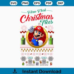 Custom Super Mario Christmas Png, Mario Gaming Png, Farm Fresh Christmas Tree Mario Png