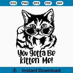 You Gotta Be Kitten Me Svg File | Funny Cat Svg | Cool Cat Svg | Cat With Sunglasses Png DXF Jpg Eps File for Cricut Sil