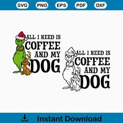 Grinch and Max Coffee and My Dog Christmas | Layered SVG Clipart Images Digital Download Sublimation Cricut Cut File