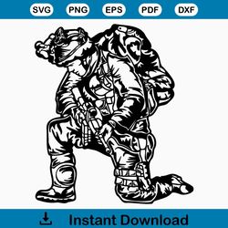 Kneeling Soldier SVG | Praying SVG | Army Marines War Hero Gun Uniform Salute | Cutting File Cuttable Clipart Vector Dig