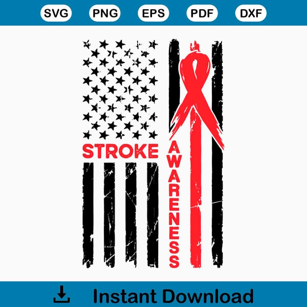 Stroke Awareness Svg Png, Stroke Awareness Flag Svg, Red Rib | Inspire ...