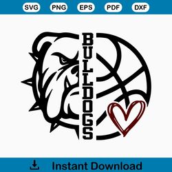 Bulldogs Basketball SVG bulldog mom love heart TShirt baller Design Mascot Tailgate Mom Shirt Lady Ballers Cricut Cut