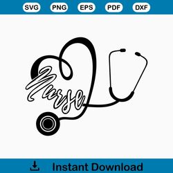 Stethoscope SVG With Nurse SVG Cut File, Heart Stethoscope SVG File For Cricut, Silhouette Nurse Clipart png, svg  Insta