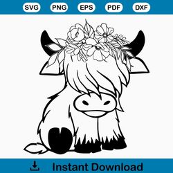 Baby Cow svg Highland Cow svg Cuttable Design SVG PNG dxf Eps Ai Pdf Jpg Designs Cricut Cameo File Silhouette Highland H