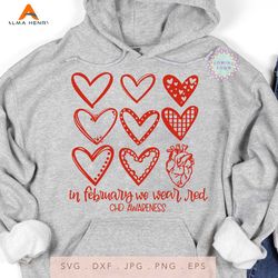 in february we wear red chd awareness svg