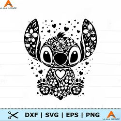 Floral Sitch Cartoon Character SVG